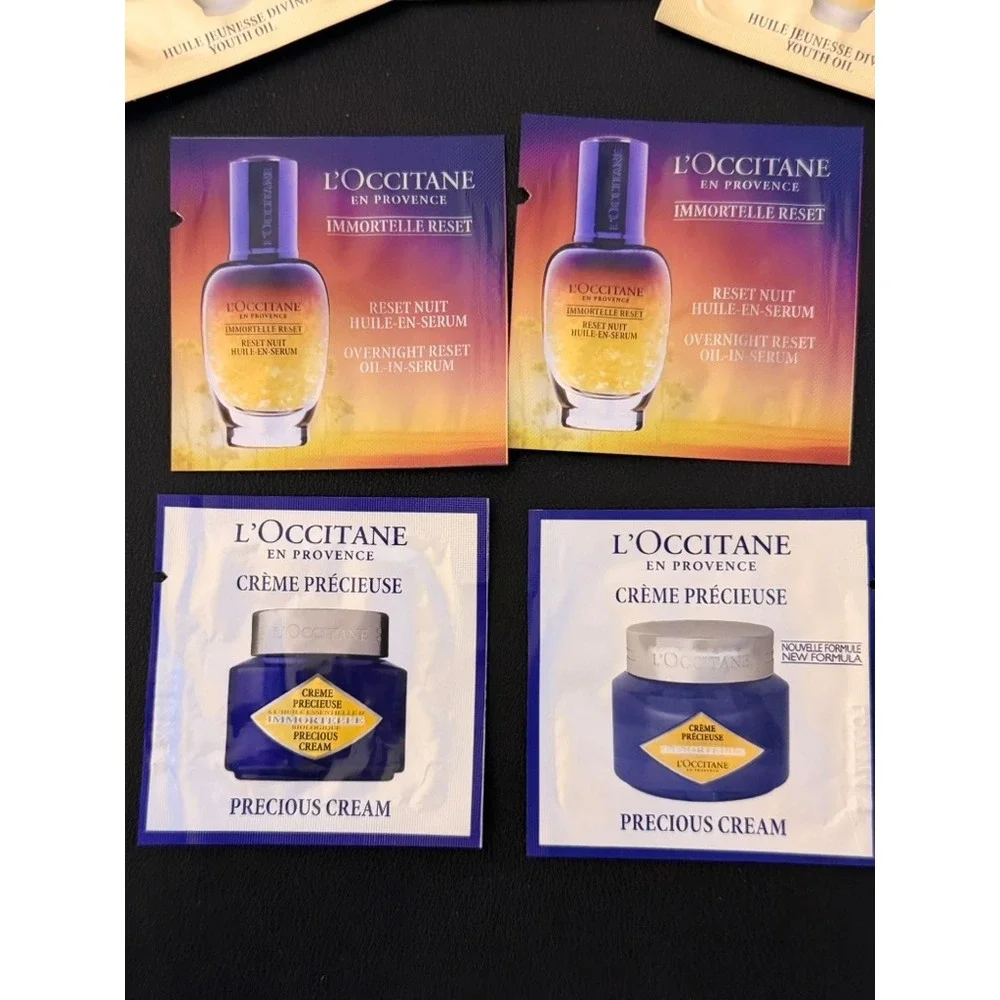 L'Occitane Immortelle Skincare Sample Lot – 7 Pieces Youth Oil Reset Serum Cream